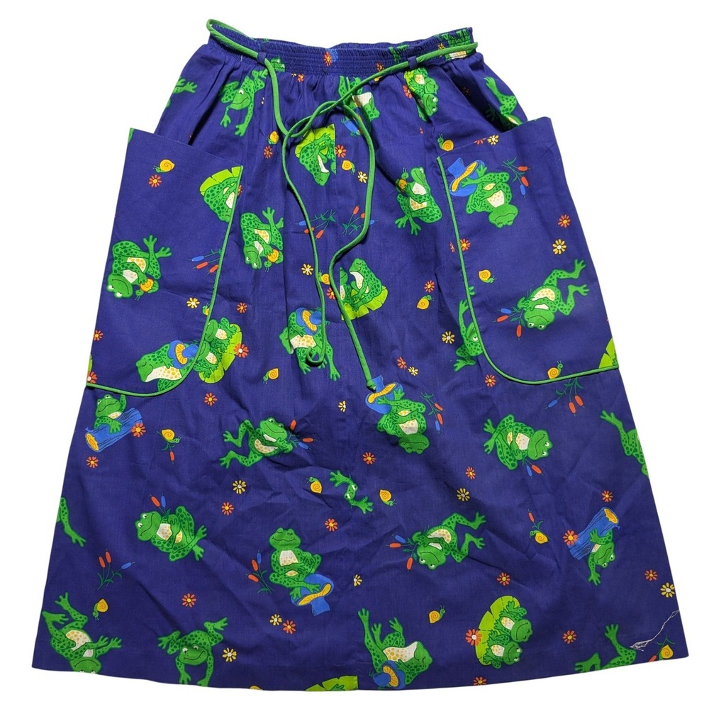 Peter Popovitch Vintage Frog Print Midi Skirt Purple Novelty Pockets Small?